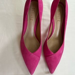 Schutz Pink Suede Pumps